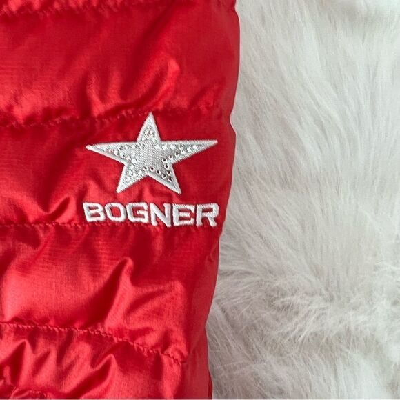 Bogner Kids Orange Red Down Ski Jacket with Hoodie (M) - Picture 5 of 10